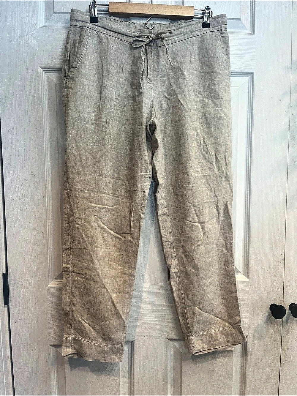 Tommy Bahama Two Palms Tapered Linen Drawstring Pants Beige Small